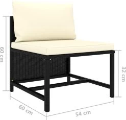 VidaXL 4-delige Loungeset Met Kussens Poly Rattan Zwart -Tuinmeubel Verkoop 1200x1141