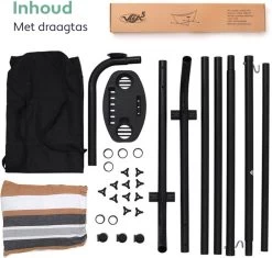 Vita5 Hangmat Met Standaard – 2 Persoons – Incl. Bekerhouder – 205kg Draaggewicht – Blauw/Wit/Bruin -Tuinmeubel Verkoop 1200x1143 7