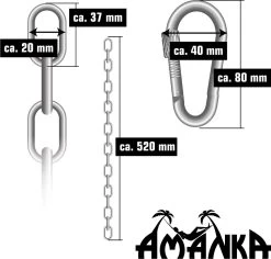 2x 50cm Hangende Stoelketting Tot 230kg - 4 Karabiners - Schommel Hangmat Bokszak Ophanging -Tuinmeubel Verkoop 1200x1145