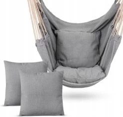 RENALUX Hangstoel Buiten En Binnen - Hangstoel Voor Binnen - Hangstoel Zonder Standaard - Hangstoel Cocoon - Gratis 2 Zachte Kussens - 150 KG - Grijs -Tuinmeubel Verkoop 1200x1148