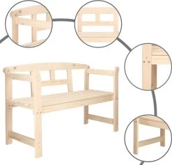 Merkloos Springos Tuinbank | Tuinbankje | Zitbank Buiten | Naaldhout | 119 X 78 X 45 Cm | Licht -Tuinmeubel Verkoop 1200x1152 3