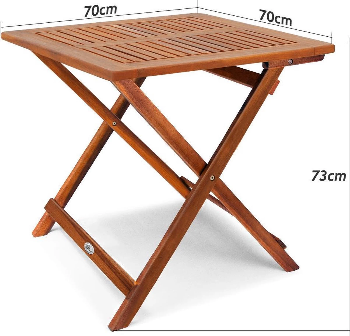 Casaria Bijzettafel Acacia Hout- Inklapbaar - 70x70x73 Cm Bruin 9 Casaria Bijzettafel Acacia Hout- Inklapbaar - 70x70x73 Cm Bruin - Afbeelding 7