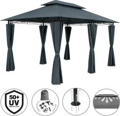 Casaria Paviljoen Topas 3x4m - UV-bescherming 50+ - Antraciet -Tuinmeubel Verkoop 1200x1160 2