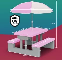 Spielwerk Kinder Tuinset – Incl. Parasol UV-bescherming - Roze Grijs -Tuinmeubel Verkoop 1200x1160 3