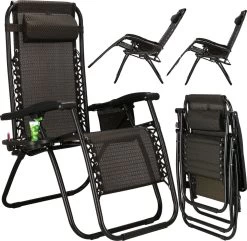 Springos Tuinstoel | Ligstoel | Opvouwbaar | Verstelbaar | Ergonomische Hoofdsteun | Bruin / Zwart -Tuinmeubel Verkoop 1200x1171