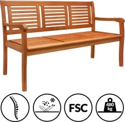 Casaria Tuinbank - FSC®-Gecertificeerd Eucalyptushout - 153cm Bruin -Tuinmeubel Verkoop 1200x1176 1