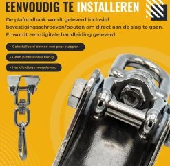 Itstrong® Plafondhaak Ophangsysteem Voor Binnen & Buiten – Ophanghaak Voor Bokszak – Schommel – Schommelstoel – Hangstoel - RVS -Tuinmeubel Verkoop 1200x1178 1