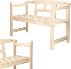 Merkloos Springos Tuinbank | Tuinbankje | Zitbank Buiten | Naaldhout | 119 X 78 X 45 Cm | Licht -Tuinmeubel Verkoop 1200x1178 2