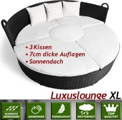 Casaria Polyrattan Zonne-Eiland Ø185cm – Incl. Kussens - Zwart Crème 28 Casaria Polyrattan Zonne-Eiland Ø185cm – Incl. Kussens - Zwart Crème -Tuinmeubel Verkoop 1200x1184 5