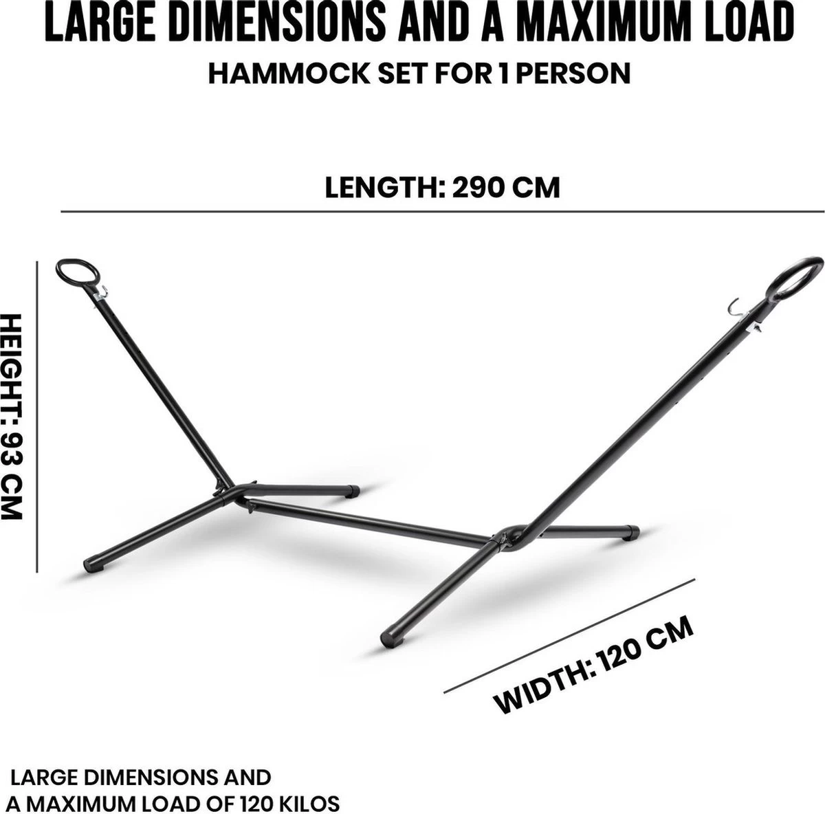 Pro Garden Standaard Voor Hangmat / Hangmat Standaard - Metaal - Zwart 4 Pro Garden Standaard Voor Hangmat / Hangmat Standaard - Metaal - Zwart - Afbeelding 2