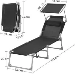 Ligstoel Met Hoofdsteun En Zon Bescherming Verstelbare Rugleuning Inklapbaar Donker Grijs Ligbed Tuin -Tuinmeubel Verkoop 1200x1189 1