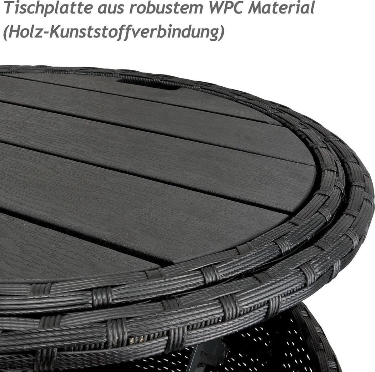 Casaria Polyrattan Zonne-Eiland Ø185cm – Incl. Kussens - Zwart Crème 14 Casaria Polyrattan Zonne-Eiland Ø185cm – Incl. Kussens - Zwart Crème - Afbeelding 12