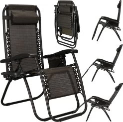 Springos Tuinstoel | Ligstoel | Opvouwbaar | Verstelbaar | Ergonomische Hoofdsteun | Bruin / Zwart -Tuinmeubel Verkoop 1200x1191 1