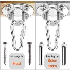 Plafondhaak – Voor Beton En Hout - Hangstoel – Hangmat – Bokszak – RVS – Binnen En Buiten – Ophangsysteem – Ophanghaak – 400KG -Tuinmeubel Verkoop 1200x1194