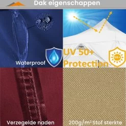 Easy Up Partytent - Partytent - Paviljoen - Partytent Opvouwbaar - Partytent 3x3 - Partytent Met Zijwanden - Inclusief Trolley - Waterdicht - UV 50+ Bescherming - Met Ramen - 16 Kg - Staal - Antraciet - 300 X 300 Cm -Tuinmeubel Verkoop 1200x1195 5