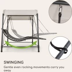 Blumfeldt Palermo Schommelbank - Hollywoodschommel 130 X 207 Cm - Ligbed Met Dak - Schommelstoel Voor 2 Personen - Tuinbank Inclusief Nekkussens - Stalen Frame En Polyester Dak - Grijs -Tuinmeubel Verkoop 1200x1197 6