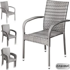 Casaria Polyrattan Tuinstoelen – 4 Stuks Stapelbaar – Grijs -Tuinmeubel Verkoop 1200x1198 2