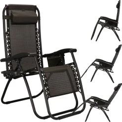 Springos Tuinstoel | Ligstoel | Opvouwbaar | Verstelbaar | Ergonomische Hoofdsteun | Bruin / Zwart -Tuinmeubel Verkoop 1200x1198