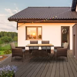 Teamson Home 5-Delig Diningset - Tuinset - Tuinmeubelen - Tafel En 4 Stoelen - Voor Maximaal 4 Personen - Massief Houten Tafelblad - Bruin - 244 X 132 X 84 (cm) -Tuinmeubel Verkoop 1200x1200 1021