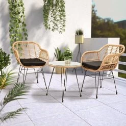 Casaria Tuinset Bali 3 Delig – 1 Tafel/2 Stoelen – Naturel Zwart -Tuinmeubel Verkoop 1200x1200 1046