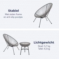 LifeGoods Acapulco Bistroset - 3-Delig - Tuinset Met Bijzettafel - Grijs -Tuinmeubel Verkoop 1200x1200 1060
