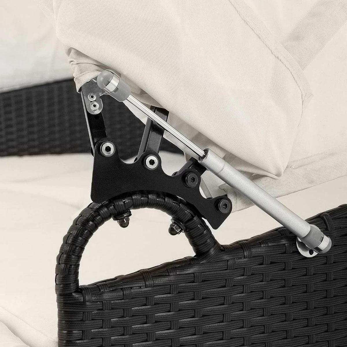 Casaria Polyrattan Zonne-Eiland Ø185cm – Incl. Kussens - Zwart Crème 12 Casaria Polyrattan Zonne-Eiland Ø185cm – Incl. Kussens - Zwart Crème - Afbeelding 10