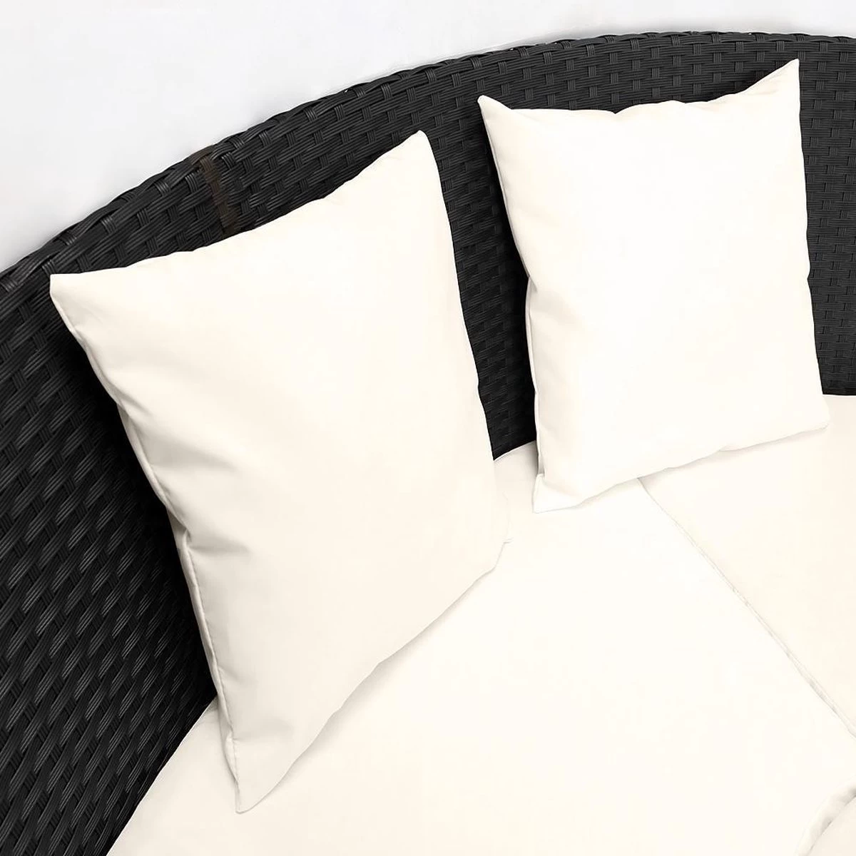 Casaria Polyrattan Zonne-Eiland Ø185cm – Incl. Kussens - Zwart Crème 13 Casaria Polyrattan Zonne-Eiland Ø185cm – Incl. Kussens - Zwart Crème - Afbeelding 11