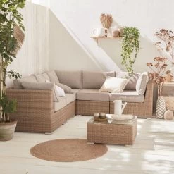 Premium Loungeset - VITTORIA - Rond Wicker– 5 Plaatsen, Naturel/beige -Tuinmeubel Verkoop 1200x1200 1135
