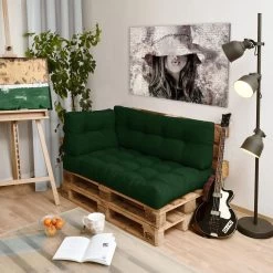 Beautissu Style – Palletkussen Set – 1x Zitkussen 120x80 Cm & 1x Rugkussen 120x40 Cm – Donker Groen -Tuinmeubel Verkoop 1200x1200 1227