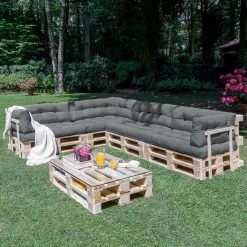 Beautissu Style – Palletkussen Set – 1x Zitkussen 120x80 Cm & 1x Rugkussen 120x40 Cm – Graphiet Grijs -Tuinmeubel Verkoop 1200x1200 1263