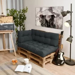 Beautissu Style – Palletkussen Set – 1x Zitkussen 120x80 Cm & 1x Rugkussen 120x40 Cm – Graphiet Grijs -Tuinmeubel Verkoop 1200x1200 1264