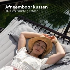 Vita5 Hangmat Met Standaard En Spreidstok – 2 Persoons – Incl. Bekerhouder - Afneembaar Kussen – Uv-bestendig – Lichtgrijs -Tuinmeubel Verkoop 1200x1200 1274