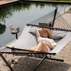 Vita5 Hangmat Met Standaard En Spreidstok – 2 Persoons – Incl. Bekerhouder - Afneembaar Kussen – Uv-bestendig – Lichtgrijs -Tuinmeubel Verkoop 1200x1200 1279