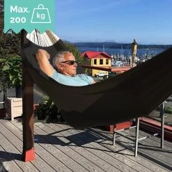 Dubbele Hangmat Zwart Met Spreidstok - 1 Of 2 Persoons - Lig Oppervlak 190x150cm - Lengte 260cm -Tuinmeubel Verkoop 1200x1200 1284