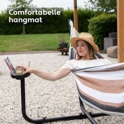 Vita5 Hangmat Met Standaard – 2 Persoons – Incl. Bekerhouder – 205kg Draaggewicht – Blauw/Wit/Bruin -Tuinmeubel Verkoop 1200x1200 1290