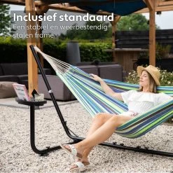 Vita5 Hangmat Met Standaard – 2 Persoons – Incl. Bekerhouder – 205kg Draaggewicht – Groen/Blauw -Tuinmeubel Verkoop 1200x1200 1316