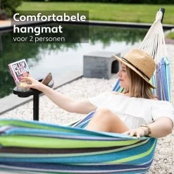 Vita5 Hangmat Met Standaard – 2 Persoons – Incl. Bekerhouder – 205kg Draaggewicht – Groen/Blauw -Tuinmeubel Verkoop 1200x1200 1317