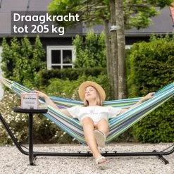 Vita5 Hangmat Met Standaard – 2 Persoons – Incl. Bekerhouder – 205kg Draaggewicht – Groen/Blauw -Tuinmeubel Verkoop 1200x1200 1319