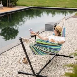 Vita5 Hangmat Met Standaard – 2 Persoons – Incl. Bekerhouder – 205kg Draaggewicht – Groen/Blauw -Tuinmeubel Verkoop 1200x1200 1322