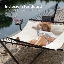 Vita5 Hangmat Met Standaard En Spreidstok – 2 Persoons – Incl. Bekerhouder - Afneembaar Kussen – Uv-bestendig – Beige -Tuinmeubel Verkoop 1200x1200 1324