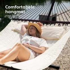 Vita5 Hangmat Met Standaard En Spreidstok – 2 Persoons – Incl. Bekerhouder - Afneembaar Kussen – Uv-bestendig – Beige -Tuinmeubel Verkoop 1200x1200 1325
