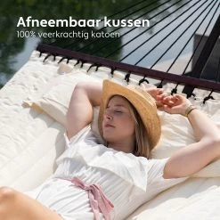 Vita5 Hangmat Met Standaard En Spreidstok – 2 Persoons – Incl. Bekerhouder - Afneembaar Kussen – Uv-bestendig – Beige -Tuinmeubel Verkoop 1200x1200 1326
