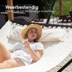 Vita5 Hangmat Met Standaard En Spreidstok – 2 Persoons – Incl. Bekerhouder - Afneembaar Kussen – Uv-bestendig – Beige -Tuinmeubel Verkoop 1200x1200 1329