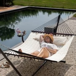 Vita5 Hangmat Met Standaard En Spreidstok – 2 Persoons – Incl. Bekerhouder - Afneembaar Kussen – Uv-bestendig – Beige -Tuinmeubel Verkoop 1200x1200 1331