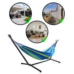 Hangmat Met Standaard En Opbergtas – 2 Persoons – Max. Draaggewicht 200Kg – Hangmatset – Hangmatten – Hang Mat Voor Binnen En Buiten – Hangmatstandaard – Hammock – Blauw / Groen -Tuinmeubel Verkoop 1200x1200 1342