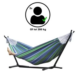 Hangmat Met Standaard En Opbergtas – 2 Persoons – Max. Draaggewicht 200Kg – Hangmatset – Hangmatten – Hang Mat Voor Binnen En Buiten – Hangmatstandaard – Hammock – Blauw / Groen -Tuinmeubel Verkoop 1200x1200 1344