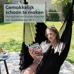 Vita5 XXL Hangstoel - Binnen&Buiten Hangnest - Incl. 2 Kussens En Boekenvak - Volwassenen&Kinderen - Hangmatstoel Tot 225kg - Zwart 16 Vita5 XXL Hangstoel - Binnen&Buiten Hangnest - Incl. 2 Kussens En Boekenvak - Volwassenen&Kinderen - Hangmatstoel Tot 225kg - Zwart -Tuinmeubel Verkoop 1200x1200 141