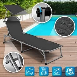 Sens Design Zonnebed - Ligbed Inklapbaar Met Zonneklep - Grijs -Tuinmeubel Verkoop 1200x1200 145