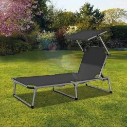 Sens Design Zonnebed - Ligbed Inklapbaar Met Zonneklep - Grijs -Tuinmeubel Verkoop 1200x1200 146