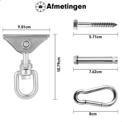 Luxe Ophangsysteem - 180° Schommelen, 360° Roteerbaar - Plafondhaak - Ophanghaak - Hangstoel Buiten - Hangstoel Binnen – Schommelstoel - Schommel - Bokszakken - RVS - Nederlandse Handleiding - -Tuinmeubel Verkoop 1200x1200 17